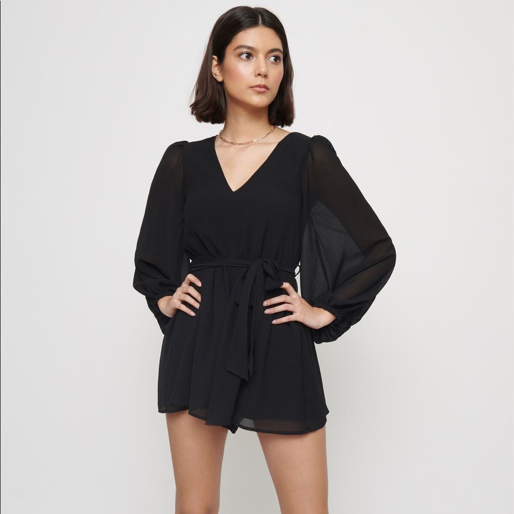 Dynamite Long Sleeve Belted Romper